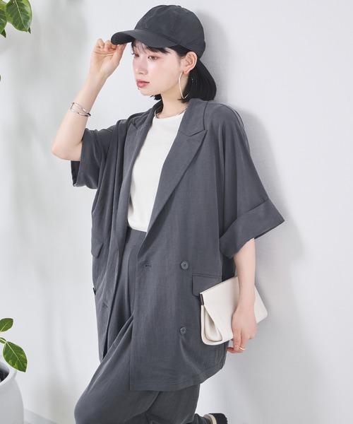 KATHARINE ROSS(キャサリンロス)の「【KATHARINE ROSS】サラらくジャケット(テーラードジャケット・レディース・ブラック/チャコールグレー・MEDIUM)」の15枚目の写真