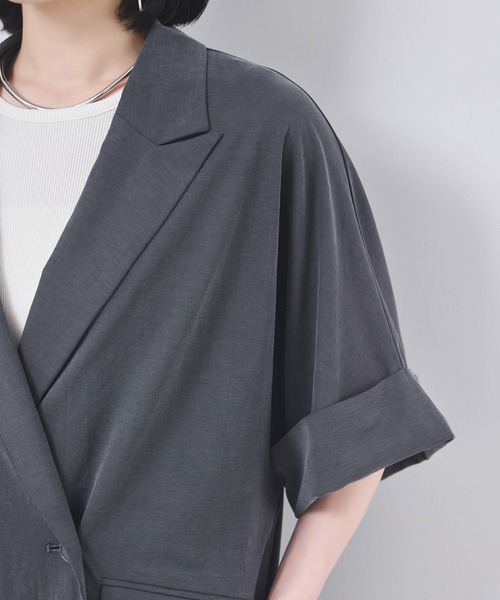 KATHARINE ROSS(キャサリンロス)の「【KATHARINE ROSS】サラらくジャケット(テーラードジャケット・レディース・ブラック/チャコールグレー・MEDIUM)」の9枚目の写真