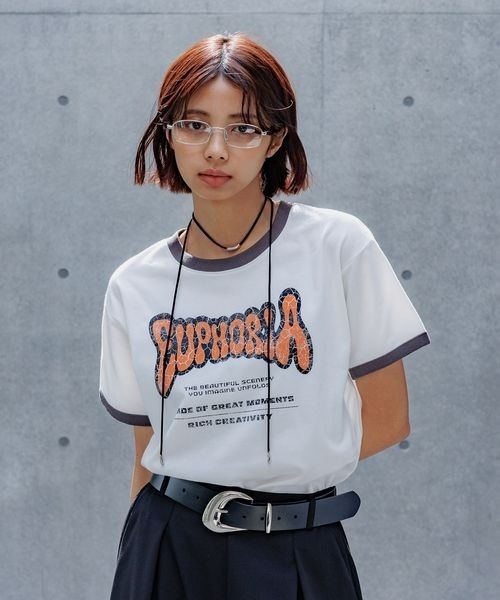  ☆Jeans オプティックラインロゴ Tシャツ プリントTシャツ(M ホワイト): トップス｜Right-on公式