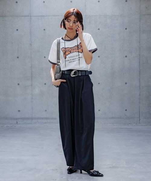 PAGEBOY（ページボーイ）の「リンガーロゴTシャツ（Tシャツ/カットソー・レディース・ブラック/オフホワイト/レッド系その他・FREE）」の4枚目の写真