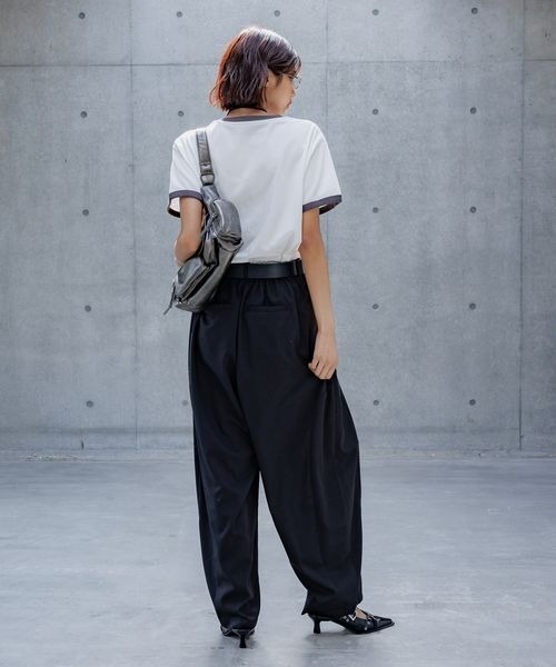 PAGEBOY（ページボーイ）の「リンガーロゴTシャツ（Tシャツ/カットソー・レディース・ブラック/オフホワイト/レッド系その他・FREE）」の5枚目の写真