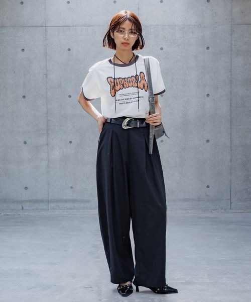 PAGEBOY（ページボーイ）の「リンガーロゴTシャツ（Tシャツ/カットソー・レディース・ブラック/オフホワイト/レッド系その他・FREE）」の6枚目の写真