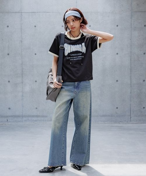 PAGEBOY（ページボーイ）の「リンガーロゴTシャツ（Tシャツ/カットソー・レディース・ブラック/オフホワイト/レッド系その他・FREE）」の9枚目の写真