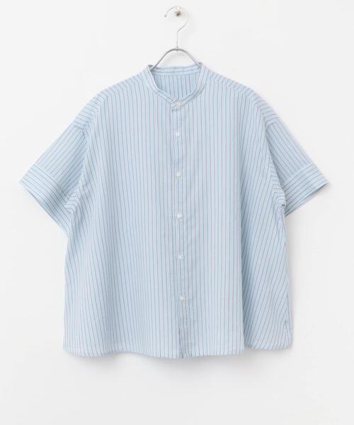 FORK&SPOON（フォークアンドスプーン）の「FORK&SPOON　ワイド5分袖シャツ（シャツ/ブラウス・レディース・ブルー系その他/ブラック系その他・1）」の8枚目の写真