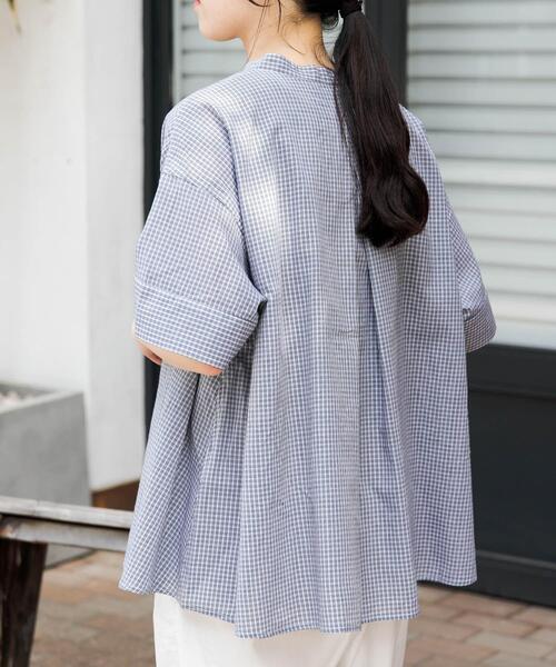 FORK&SPOON（フォークアンドスプーン）の「FORK&SPOON　ワイド5分袖シャツ（シャツ/ブラウス・レディース・ブルー系その他/ブラック系その他・1）」の13枚目の写真