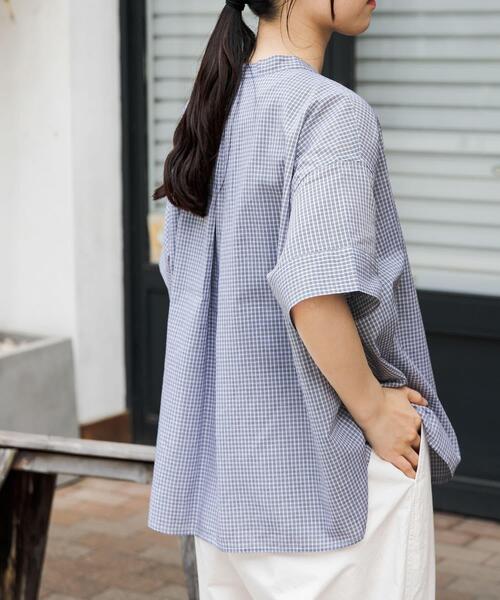 FORK&SPOON（フォークアンドスプーン）の「FORK&SPOON　ワイド5分袖シャツ（シャツ/ブラウス・レディース・ブルー系その他/ブラック系その他・1）」の15枚目の写真