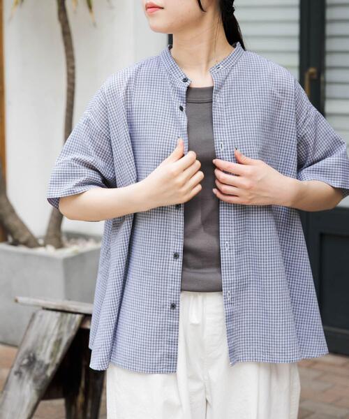 FORK&SPOON（フォークアンドスプーン）の「FORK&SPOON　ワイド5分袖シャツ（シャツ/ブラウス・レディース・ブルー系その他/ブラック系その他・1）」の16枚目の写真