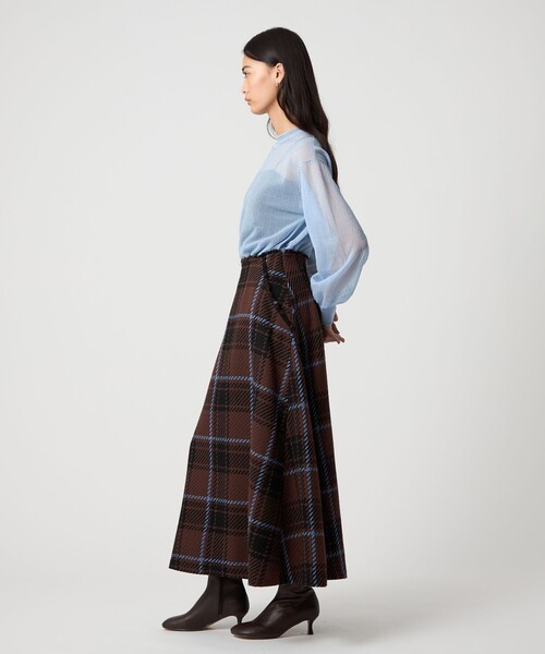 EMMEL REFINES＞EM ツィードライク チェック フレアスカート（スカート