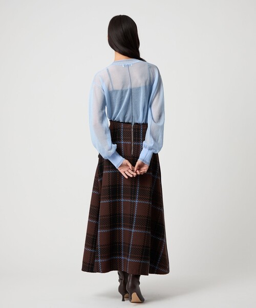 EMMEL REFINES＞EM ツィードライク チェック フレアスカート（スカート