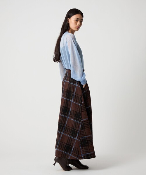 EMMEL REFINES＞EM ツィードライク チェック フレアスカート（スカート