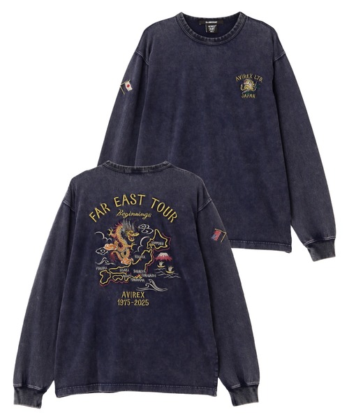 AVIREX（アヴィレックス）の「《SOUVENIR COLLECTION》WASHED T-SHIRT "FAR EAST TOUR" / ウォッシュド 長袖Tシャツ "ファーイーストツアー" / AVIREX / アヴィレックス（Tシャツ/カットソー・メンズ・オフホワイト/ネイビー・XX-LARGE/X-LARGE/LARGE/MEDIUM）」の2枚目の写真