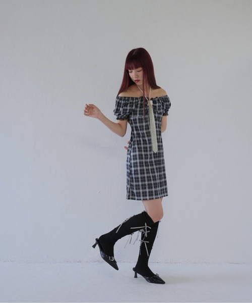 Uenui(ウニュイ)の「【 cunii 】 クラシカルチェックパフスリーブミニワンピース(ワンピース・レディース・ブラック・FREE)」の17枚目の写真