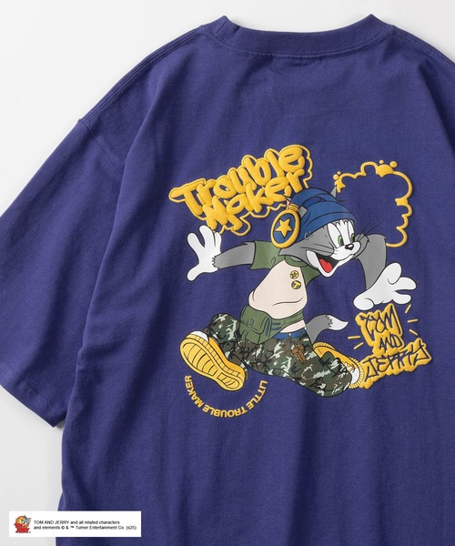 Tom&Jerry(トムアンドジェリー)の「【72】【TOM and JERRY/トムとジェリー】ストリートコーデ ラバー&発泡プリント Tシャツ/バックプリント(Tシャツ/カットソー・メンズ・ブラック/ブルー/ホワイト/グリーン/ブラック系1/スカイブルー系/ブラック系/ホワイト系/ホワイト系1/レッド系・M/L/XL/S)」の8枚目の写真