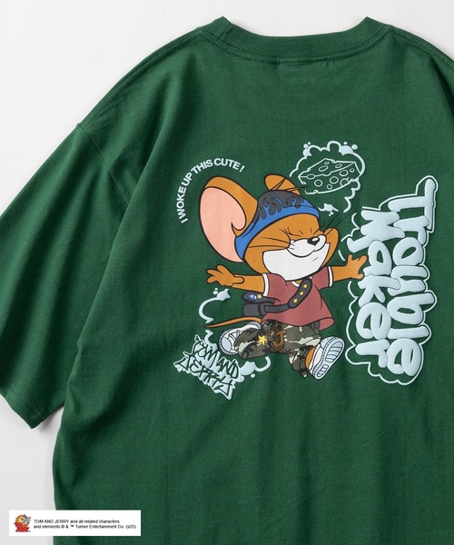Tom&Jerry(トムアンドジェリー)の「【72】【TOM and JERRY/トムとジェリー】ストリートコーデ ラバー&発泡プリント Tシャツ/バックプリント(Tシャツ/カットソー・メンズ・ブラック/ブルー/ホワイト/グリーン/ブラック系1/スカイブルー系/ブラック系/ホワイト系/ホワイト系1/レッド系・M/L/XL/S)」の7枚目の写真