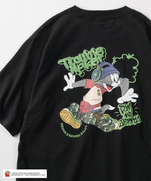 Tom&Jerry(トムアンドジェリー)の「【72】【TOM and JERRY/トムとジェリー】ストリートコーデ ラバー&発泡プリント Tシャツ/バックプリント(Tシャツ/カットソー・メンズ・ブラック/ブルー/ホワイト/グリーン/ブラック系1/スカイブルー系/ブラック系/ホワイト系/ホワイト系1/レッド系・M/L/XL/S)」の4枚目の写真