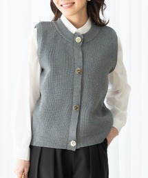 IENA ADAWAS KNIT TWEED 2PKT ベスト　金ボタン ADAWAS/EZ》TWEED FRINGE VEST
