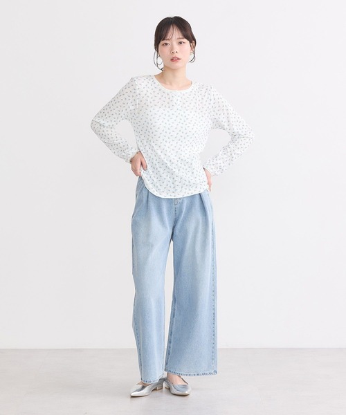 earth music&ecology（アースミュージックアンドエコロジー）の「【WEB限定/新色追加】アイレットジャカードタイトプルオーバー（Tシャツ/カットソー・レディース・グレー/ピンク/イエロー系その他/ブルー・FREE）」の13枚目の写真