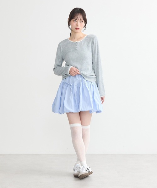 earth music&ecology（アースミュージックアンドエコロジー）の「【WEB限定/新色追加】アイレットジャカードタイトプルオーバー（Tシャツ/カットソー・レディース・グレー/ピンク/イエロー系その他/ブルー・FREE）」の18枚目の写真