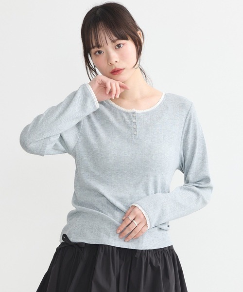 earth music&ecology（アースミュージックアンドエコロジー）の「【WEB限定/新色追加】アイレットジャカードタイトプルオーバー（Tシャツ/カットソー・レディース・グレー/ピンク/イエロー系その他/ブルー・FREE）」の19枚目の写真