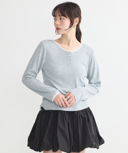 earth music&ecology（アースミュージックアンドエコロジー）の「【WEB限定/新色追加】アイレットジャカードタイトプルオーバー（Tシャツ/カットソー・レディース・グレー/ピンク/イエロー系その他/ブルー・FREE）」の20枚目の写真