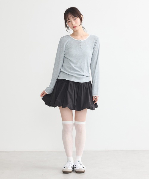 earth music&ecology（アースミュージックアンドエコロジー）の「【WEB限定/新色追加】アイレットジャカードタイトプルオーバー（Tシャツ/カットソー・レディース・グレー/ピンク/イエロー系その他/ブルー・FREE）」の21枚目の写真