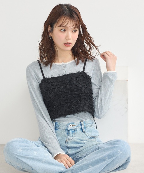 earth music&ecology（アースミュージックアンドエコロジー）の「【WEB限定/新色追加】アイレットジャカードタイトプルオーバー（Tシャツ/カットソー・レディース・グレー/ピンク/イエロー系その他/ブルー・FREE）」の22枚目の写真