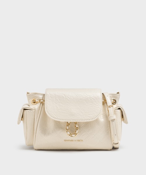 CHARLES&KEITHドゥオ ツーウェイフロントフラップバックパックBK Duo ドゥオ ツーウェイフロントフラップバックパック - ブラック