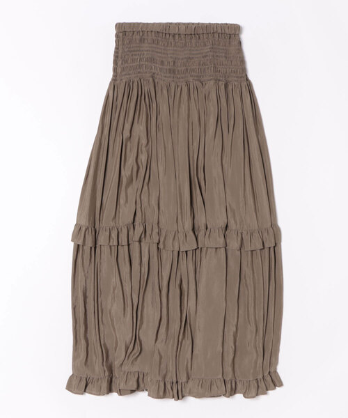 DRESSLAVE(ドレスレイブ)の「shirring tiered gom long skirt(シャーリングティアードロングスカート)(スカート・レディース・ネイビー/ベージュ/レッド・38)」の4枚目の写真