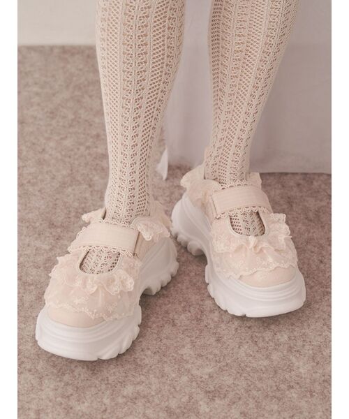 merry jenny（メリージェニー）の「frill strap sneakers（スニーカー・レディース・ブラック/オフホワイト/ピンク・MEDIUM/LARGE）」の16枚目の写真