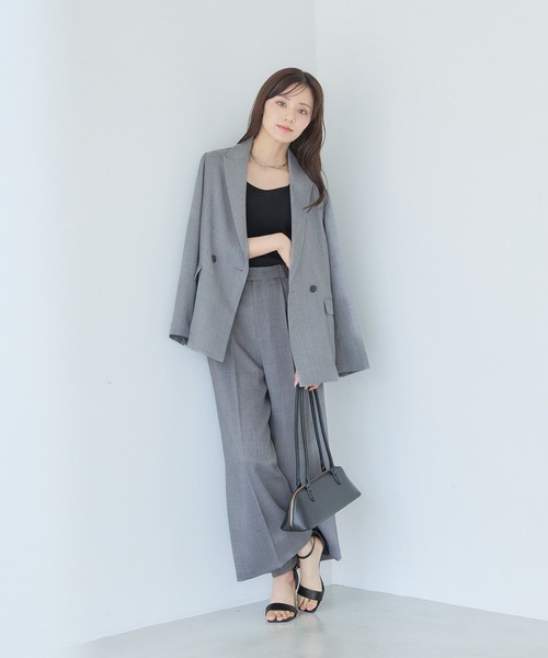 Andemiu（アンデミュウ）の「ライトテーラードジャケット577582（テーラードジャケット・レディース・ライトベージュ/チャコールグレー・FREE）」の3枚目の写真