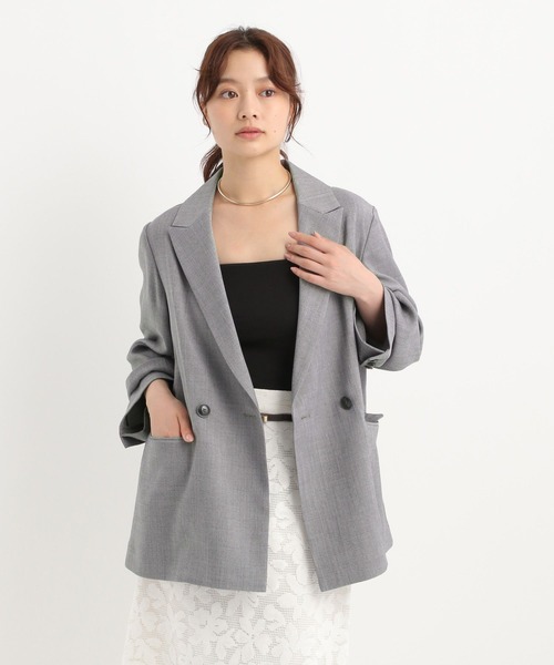 Andemiu（アンデミュウ）の「ライトテーラードジャケット577582（テーラードジャケット・レディース・ライトベージュ/チャコールグレー・FREE）」の11枚目の写真