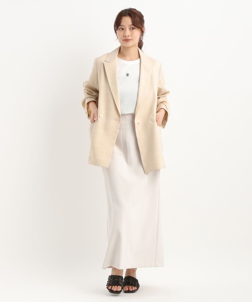 Andemiu（アンデミュウ）の「ライトテーラードジャケット577582（テーラードジャケット・レディース・ライトベージュ/チャコールグレー・FREE）」の12枚目の写真