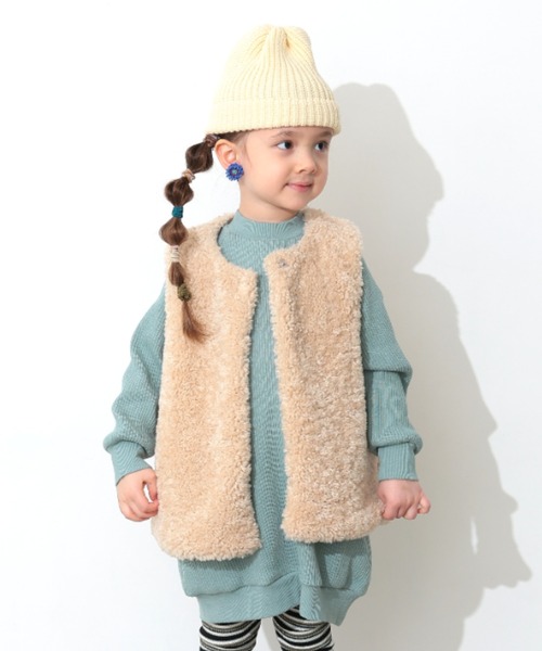 Ocean&Ground(オーシャン&グラウンド)の「ファーベスト(ベスト・キッズ・チャコール/アイボリー・140/120/110/100/90/130)」の2枚目の写真