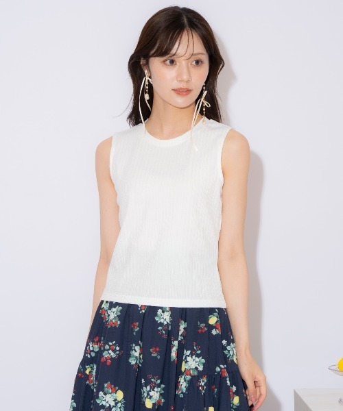 WILLSELECTION(ウィルセレクション)の「ランダムテレコノースリーブトップス(キャミソール・レディース・レッド/ブラック/オフホワイト・FREE)」の5枚目の写真