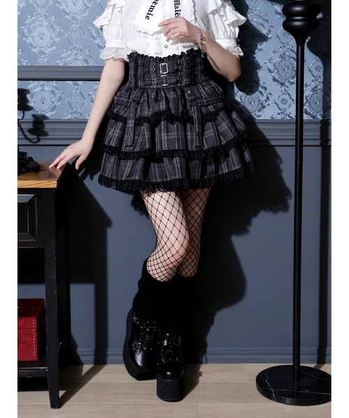 NOEMIE(ノエミー)の「ダブルベルトティアードスカパン(スカート・レディース・レッド/ブラック/パープル/ダークグレー・M/S)」の3枚目の写真