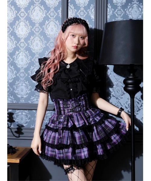 NOEMIE(ノエミー)の「ダブルベルトティアードスカパン(スカート・レディース・レッド/ブラック/パープル/ダークグレー・M/S)」の14枚目の写真