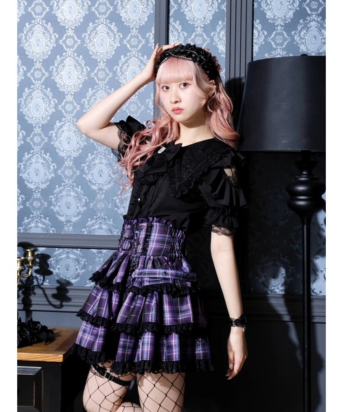 NOEMIE(ノエミー)の「ダブルベルトティアードスカパン(スカート・レディース・レッド/ブラック/パープル/ダークグレー・M/S)」の15枚目の写真