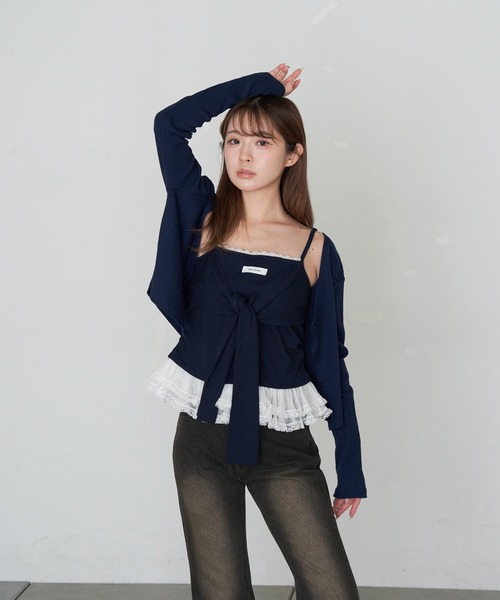 RAY CASSIN(レイカズン)の「レイヤードデザインキャミ(キャミソール・レディース・グレー/ベージュ/ネイビー・FREE)」の15枚目の写真