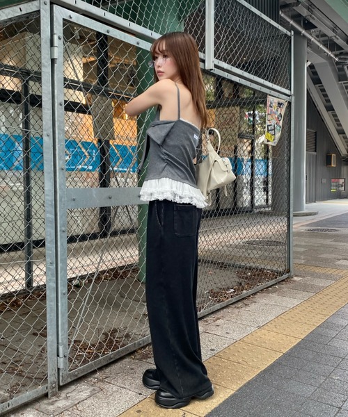 RAY CASSIN(レイカズン)の「レイヤードデザインキャミ(キャミソール・レディース・グレー/ベージュ/ネイビー・FREE)」の9枚目の写真