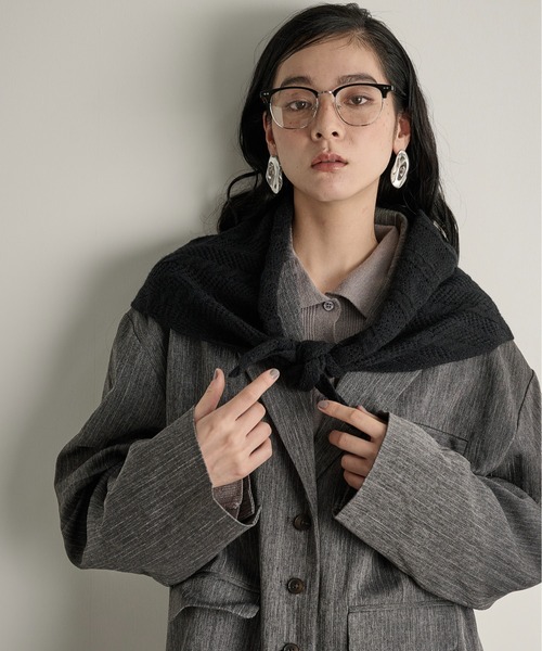 ヘリンボーン ジャガード　大判ストール ショール ヘリンボーンジャガードトライアングルスカーフ（ストール/ショール