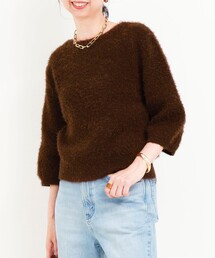 MICO COULIER | ダブルフェイスシャギーハーフスリーブプルオーバーニット(ニット/セーター)