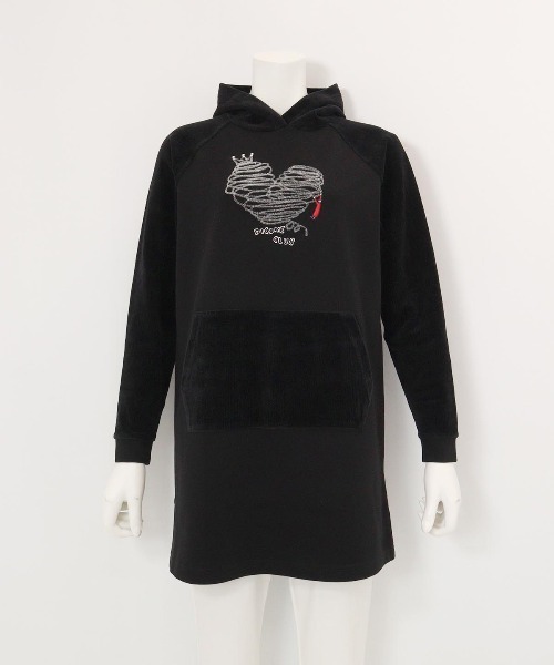 Picone CLUB(ピッコーネクラブ)の「フワリ刺繍発熱チュニック丈パーカー(パーカー・レディース・ホワイト/ブラウン/ブラック・S/L/M)」の3枚目の写真