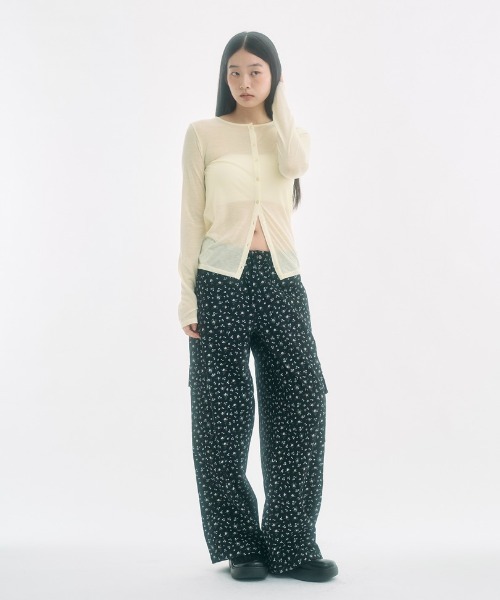 fekete floral cargo pants 小花柄ワイドカーゴパンツ floral cargo