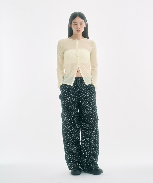 fekete floral cargo pants 花柄カーゴパンツ floral cargo pants / 小花柄ワイドカーゴパンツ（カーゴパンツ