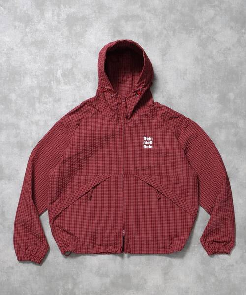 FFEIN(フェイン)の「3段ロゴチェックマウンテンパーカー / ダブルジップ フーディ アウター ワンポイント(ブルゾン・メンズ・ブルーグレー/スカイブルー/グリーン/レッド・LARGE/MEDIUM/SMALL)」の12枚目の写真