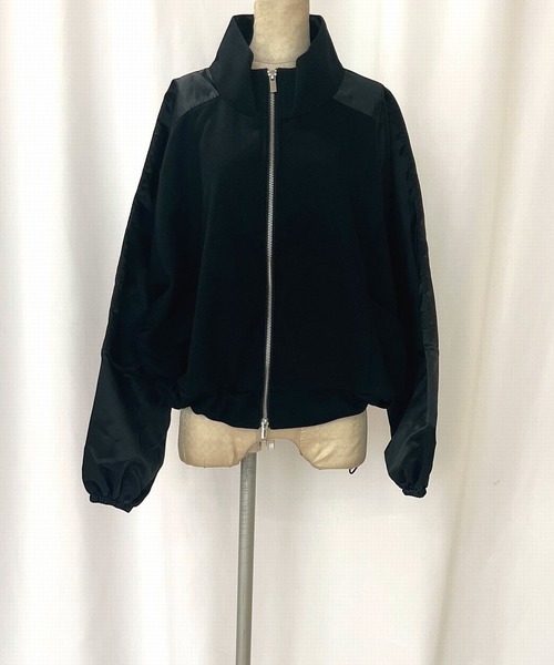 Q（キュー）の「サテンドッキングドロストブルゾン（ブルゾン・レディース・ブラック/アイボリー・MEDIUM）」の5枚目の写真