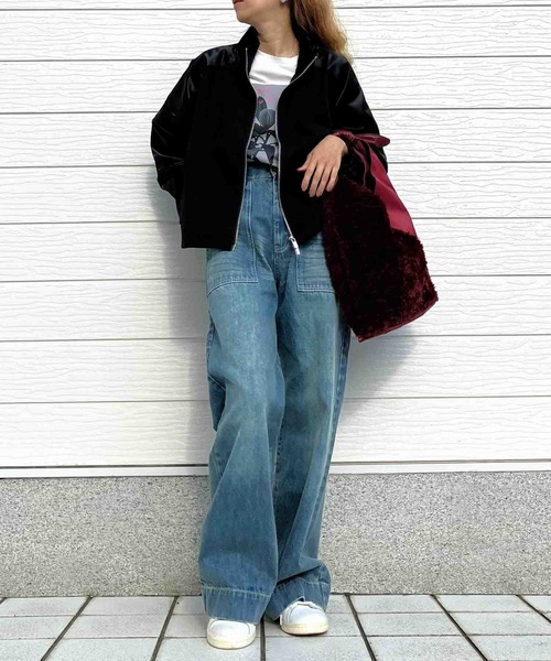 Q（キュー）の「サテンドッキングドロストブルゾン（ブルゾン・レディース・ブラック/アイボリー・MEDIUM）」の20枚目の写真