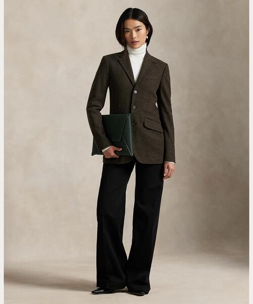 ポロラルフローレン ヘリンボーン アルパカ ラムウール テーラードジャケット セール】ヘリンボーン ジャカードニット ブレザー（テーラード