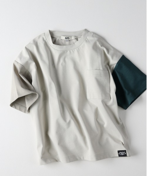 MPS（エムピーエス）の「【お手入れ＆着心地ラクラク】【MPS】ストレッチ天竺ビッグTシャツ/セットアップ対応（イージーケア・吸水速乾・UVカット）（Tシャツ/カットソー・キッズ・グリーン/オフホワイト/グレー/ブラック・130/140/150/160）」の2枚目の写真