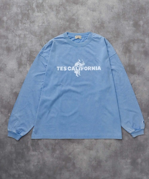 The Endless Summer(エンドレスサマー)の「TES CALIFORNIA LOGO PIGMENT LONG SLEEVE BIG T-SHIRT / ロンT(Tシャツ/カットソー・メンズ・グリーン/ネイビー/ブラック/サックスブルー・SMALL/MEDIUM/LARGE/X-LARGE)」の4枚目の写真